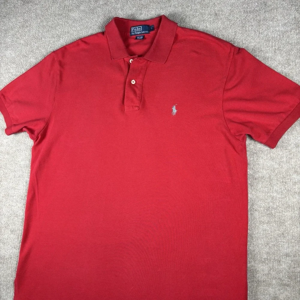 Polo Ralph Lauren Polo Shirt Mens Large Red Pony Logo Short Sleeve Cotton
